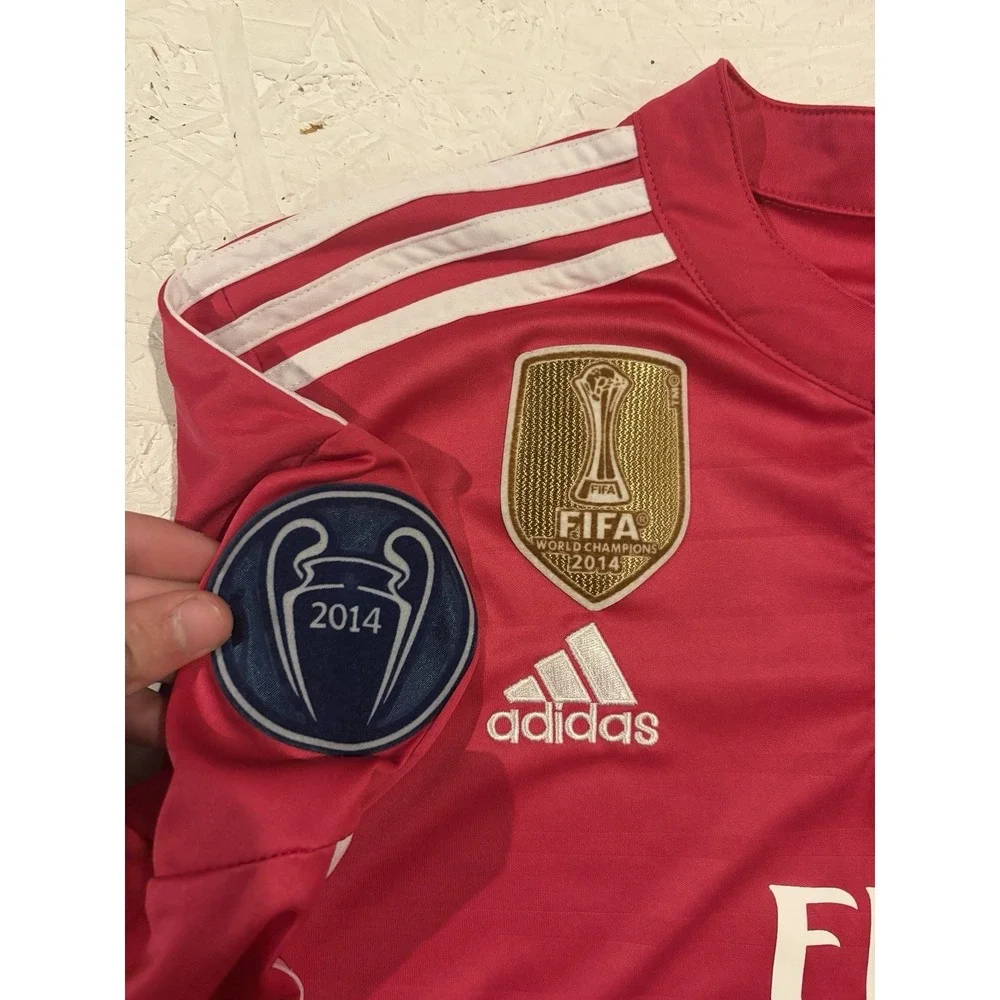 adidas Real Madrid Gareth Bale Pink Long Sleeve Soccer Jersey‎ Patch Mens M